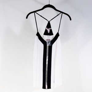 {GOING OUT}Black and White Beaded Sheer Tank(sz:M)